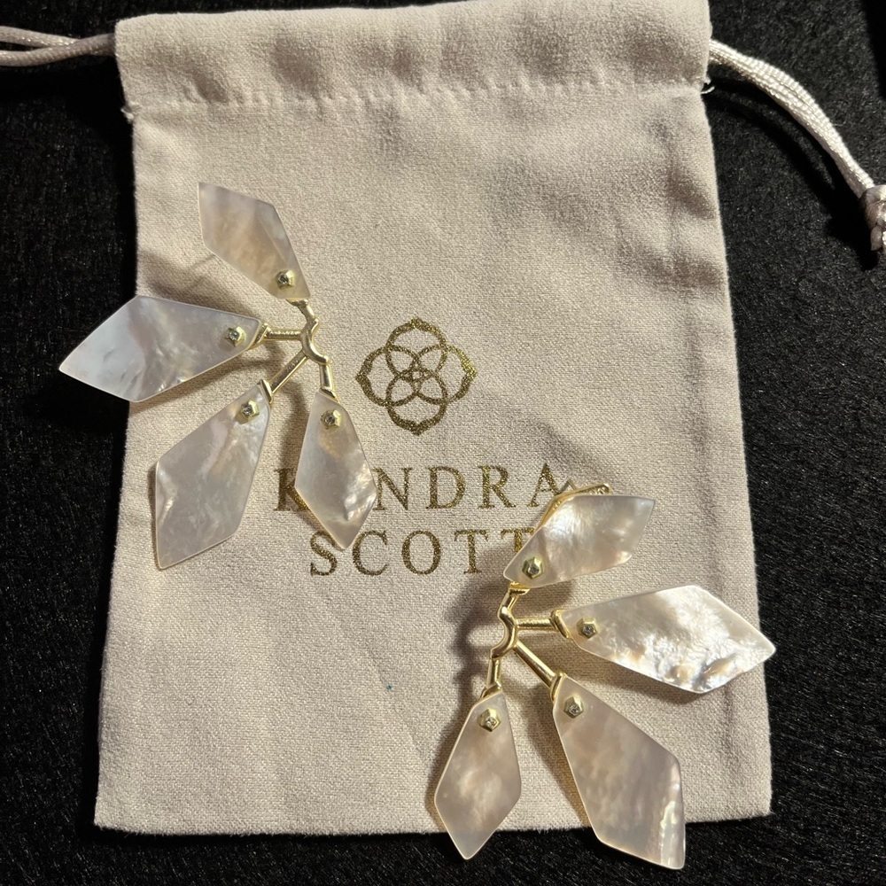 Kendra Scott Malika Gold Statement Earrings in Ivory Mother of Pearl